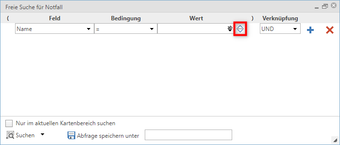 Umfangreiche Auswahlwerteliste bei Verwendung der freien Suche
