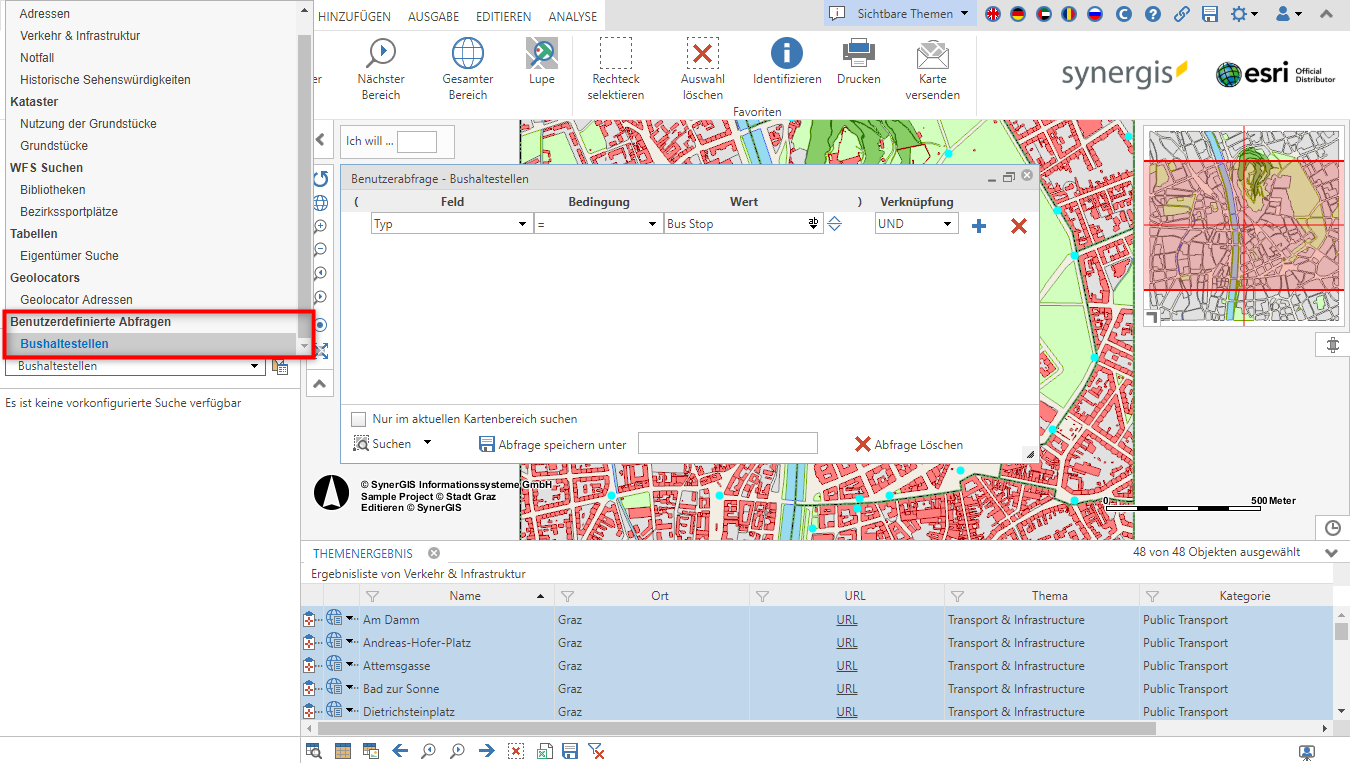Gespeicherte benutzerdefinierte Abfrage im WebOffice core Client