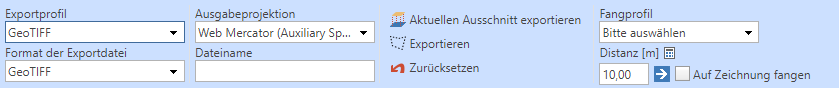 Datenexport Werkzeugfenster für Rasterdaten