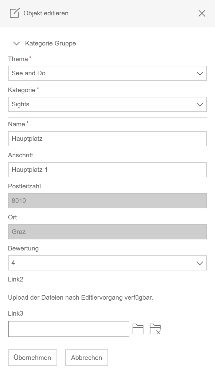 Attributmaske mit eingeschränkten Editierfelder im WebOffice flex Client