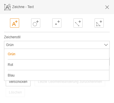 Werkzeug "Zeichnen" im WebOffice flex Client mit konfigurierten Zeichenstilen