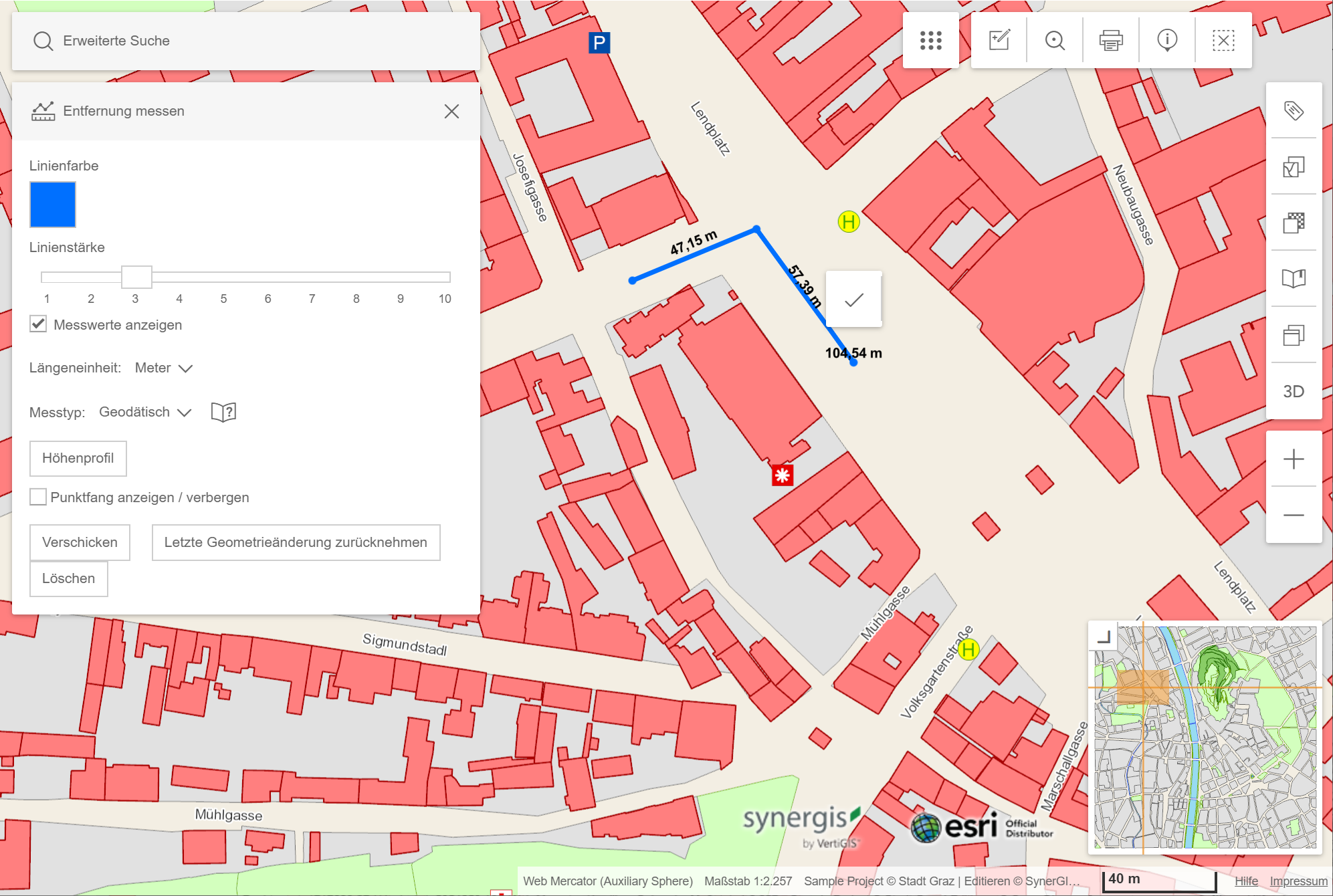 Distanz messen mit Stildialog im WebOffice flex Client