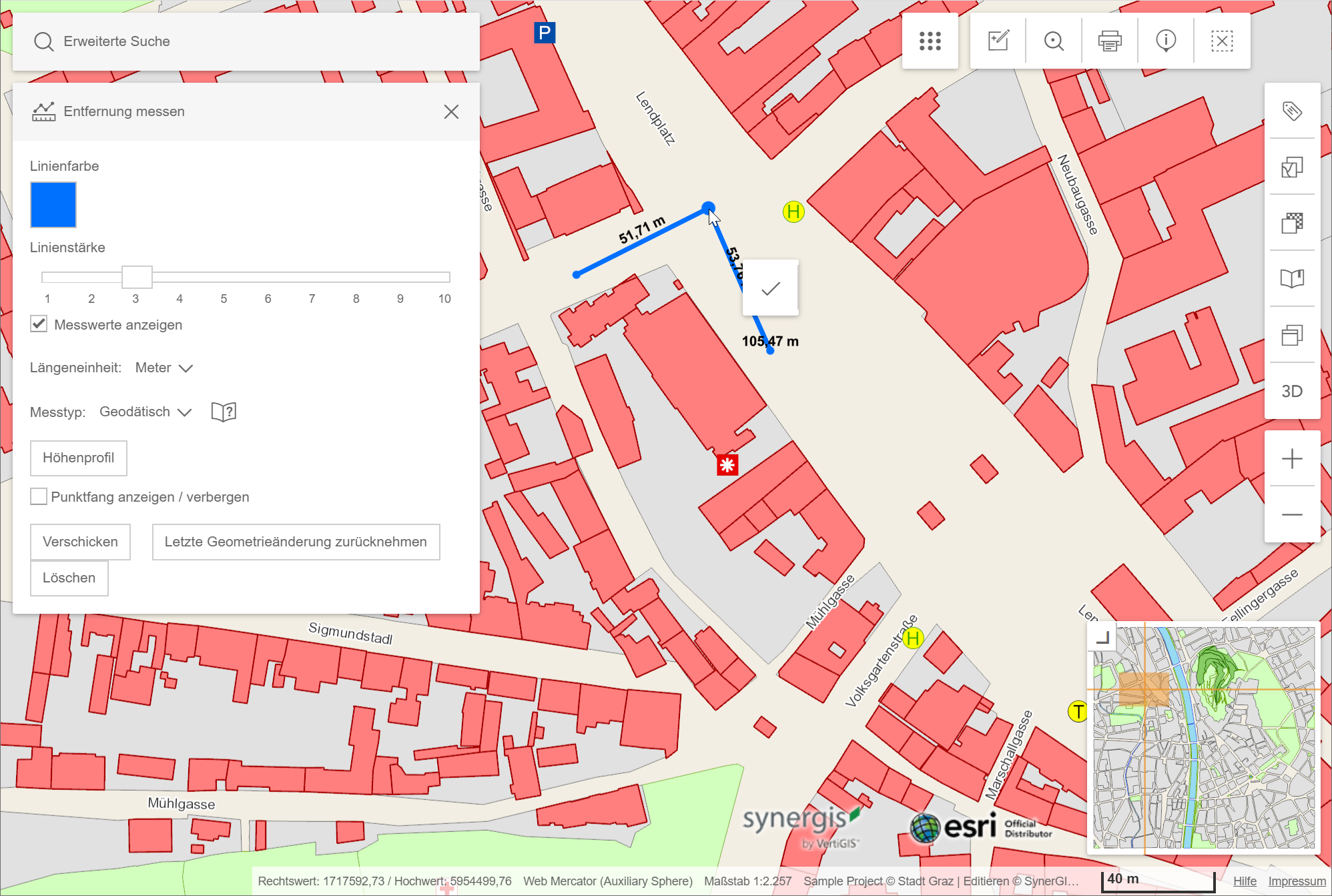 Verschieben der Stützpunkte einer aktiven Messung im WebOffice flex Client