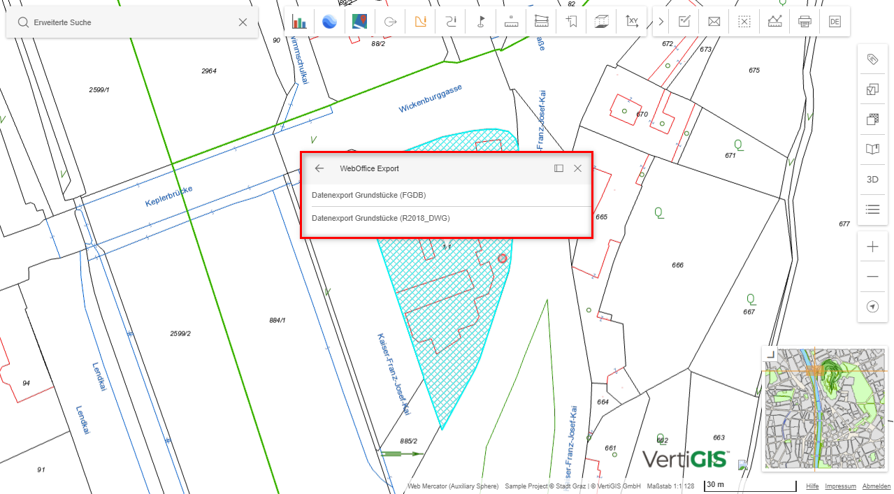 Auswahl des Exportprofils (WebOffice flexClient)