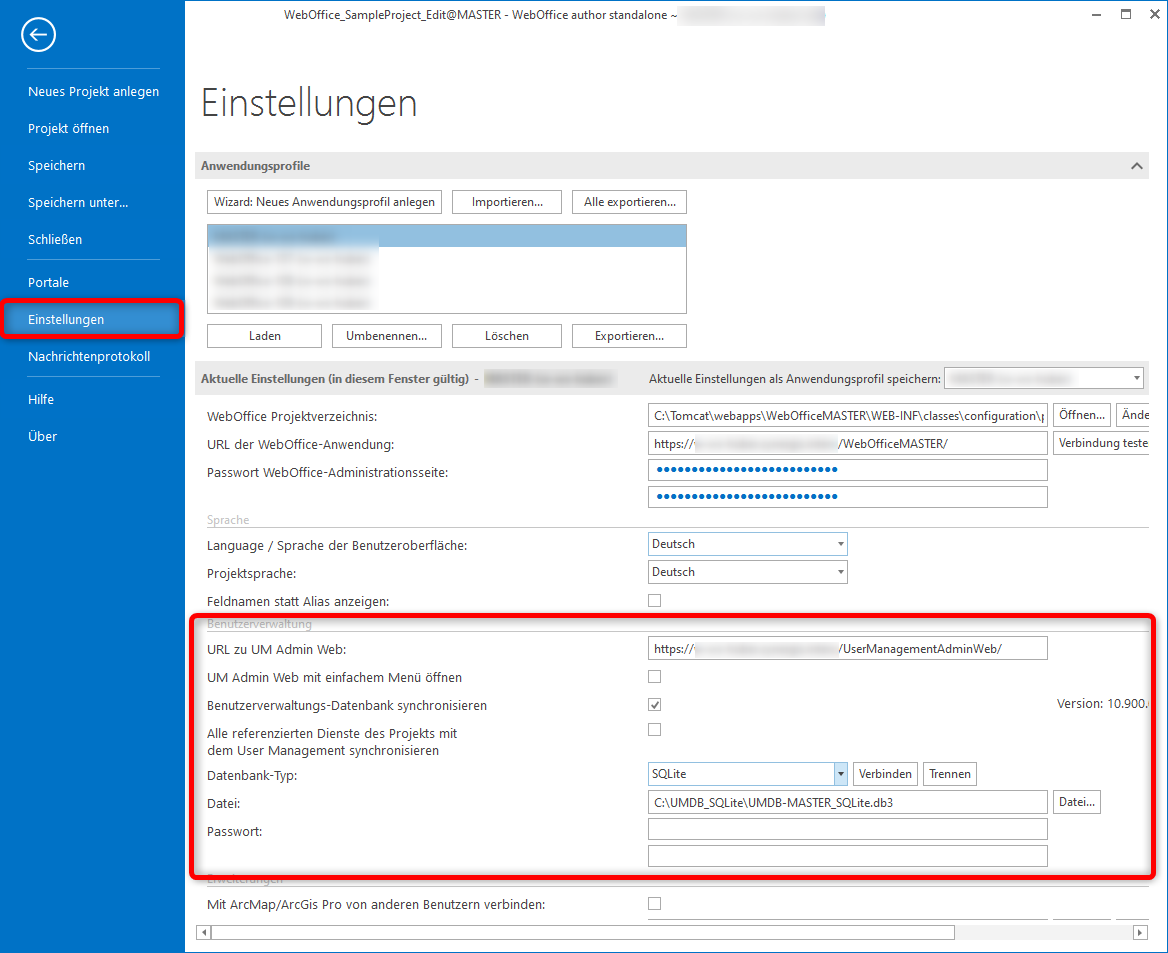 Konfigurieren der WebOffice usermanagement Synchronisation in den WebOffice author standalone Grundeinstellungen