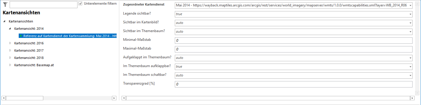 Hinzufügen der WMTS-Dienste zu den Kartenansichten