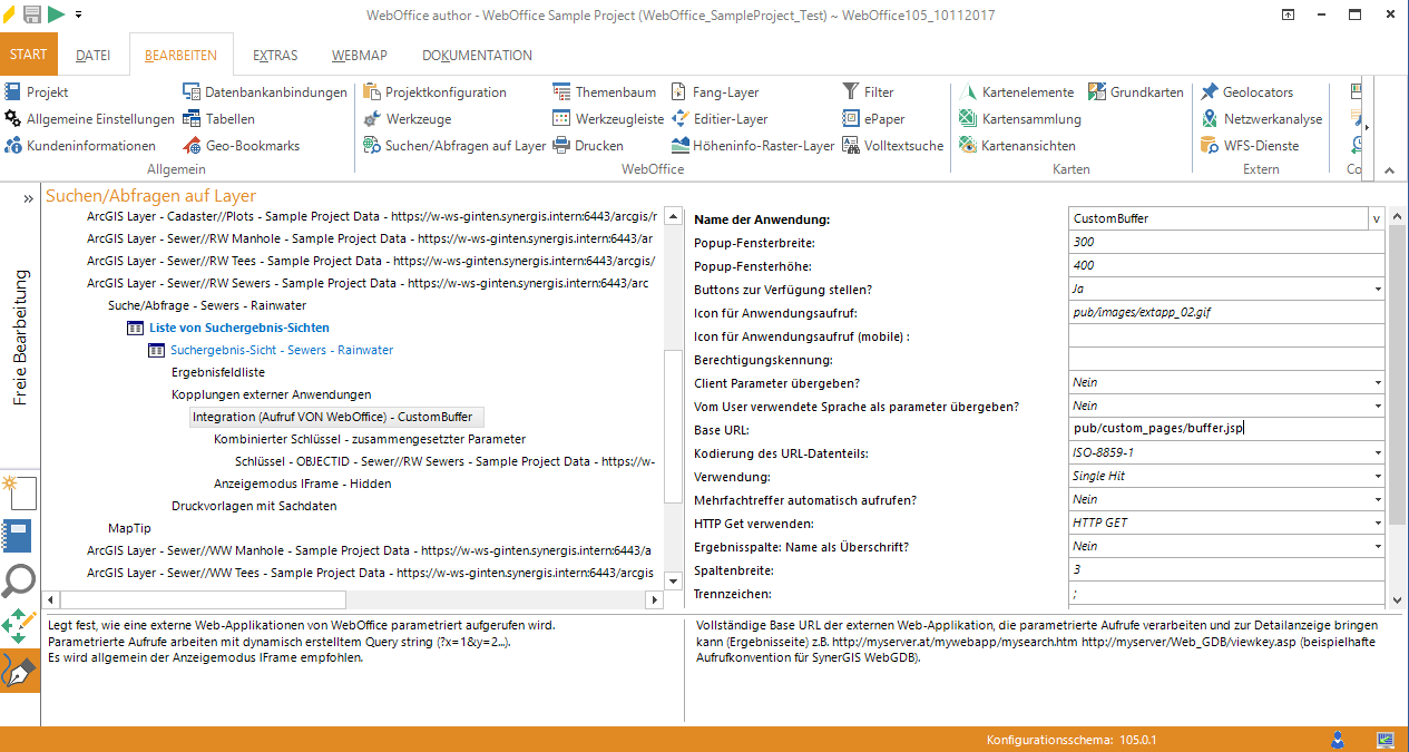 Konfiguration der Custom Page zur Selektion mittels Buffer um Objekt im VertiGIS GmbH - Technical Documentation Team