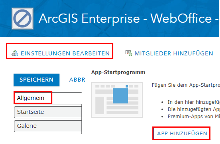 App zur WebOffice Anwendung muss zum App-Startprogramm hinzugefügt werden