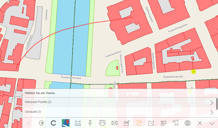 Auswählen über Linie im WebOffice mobile Client