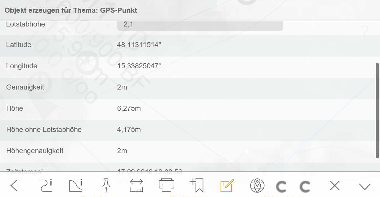 Übernahme von Positionsinformationen in Editierdialog