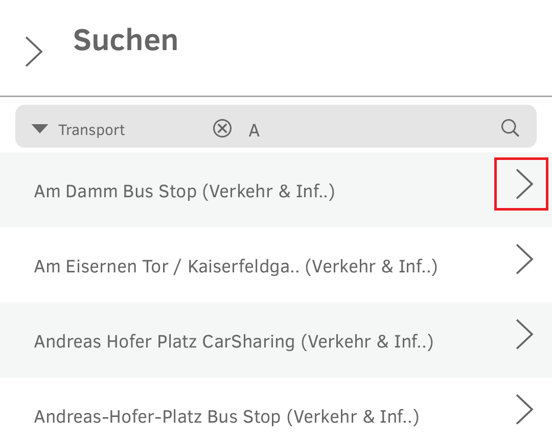 Aufrufen des Suchergebnisses für einen Vorschlagswert