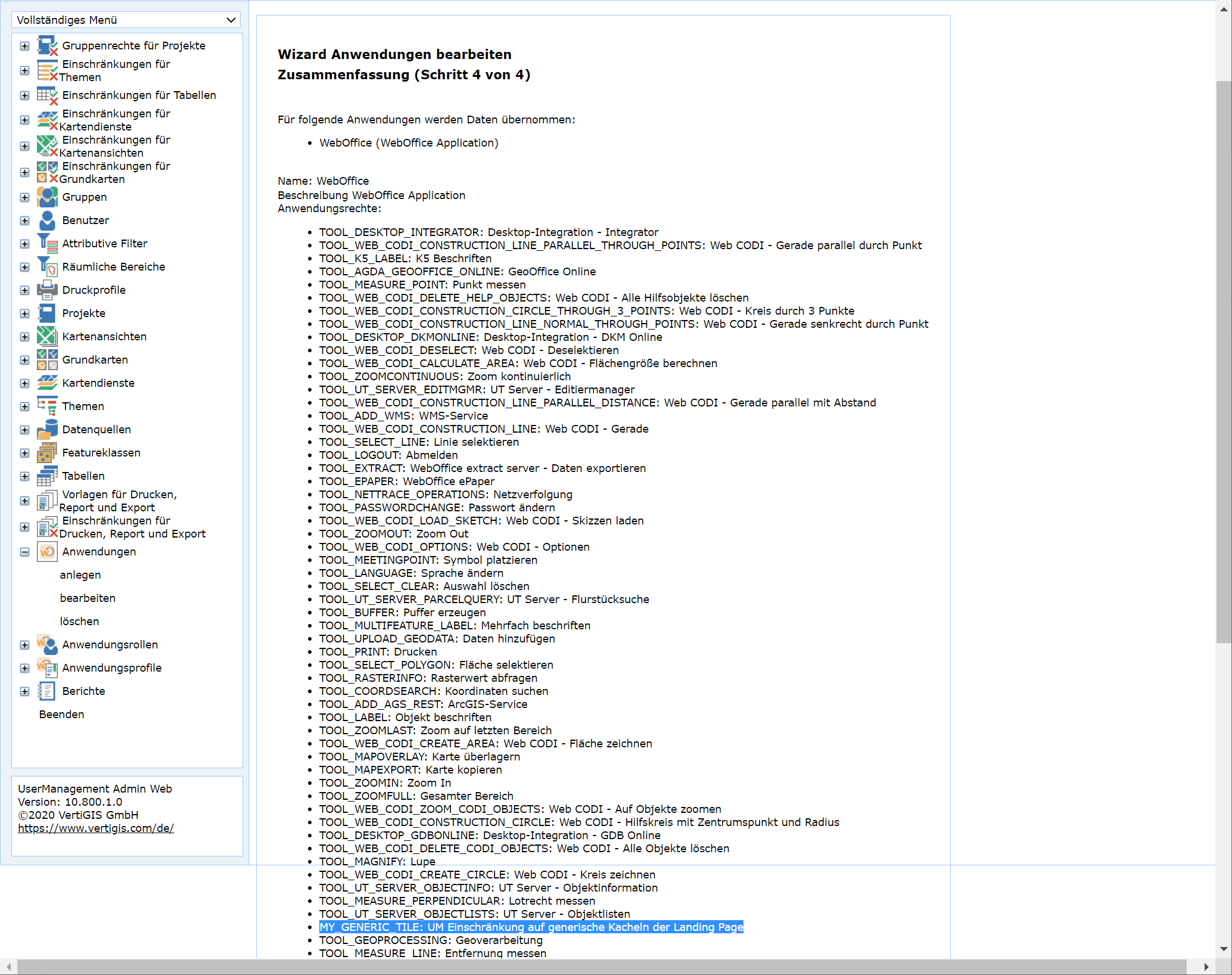 Anwendungen bearbeiten - Schritt 4 Zusammenfassung und fertig stellen