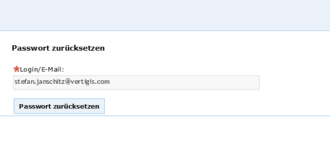 Registrierung-Zurücksetzen-Seite