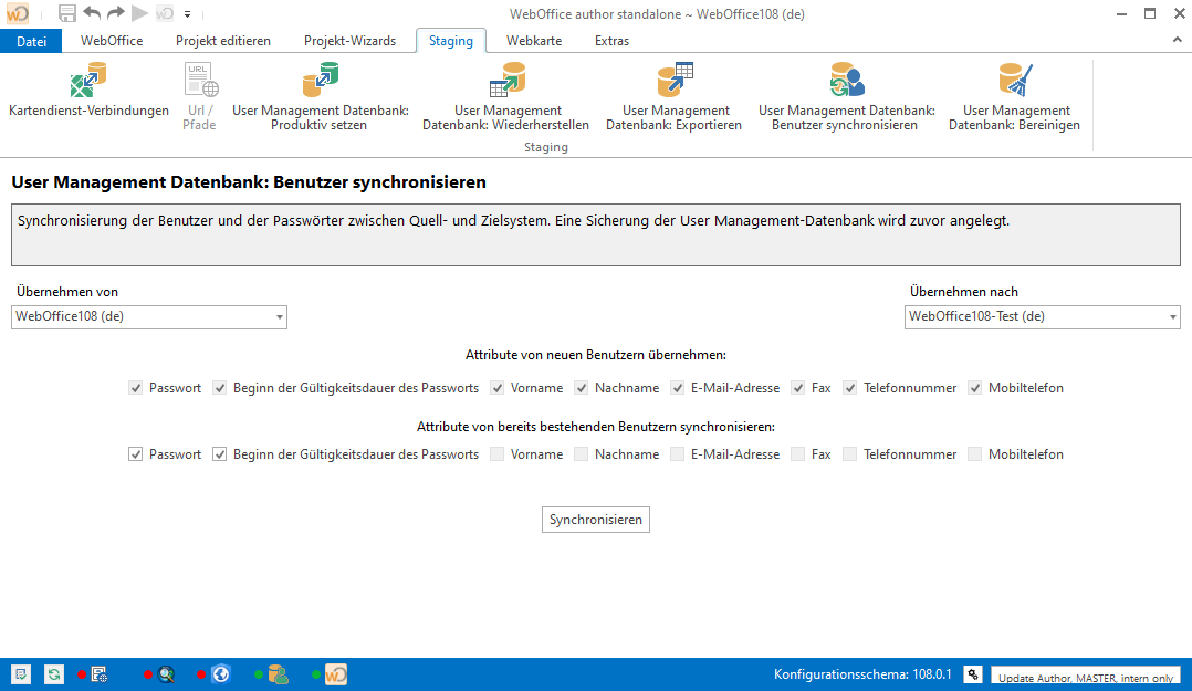 Dialog zum Benutzer synchronisieren