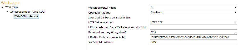 Konfiguration - Web CODI Gerade