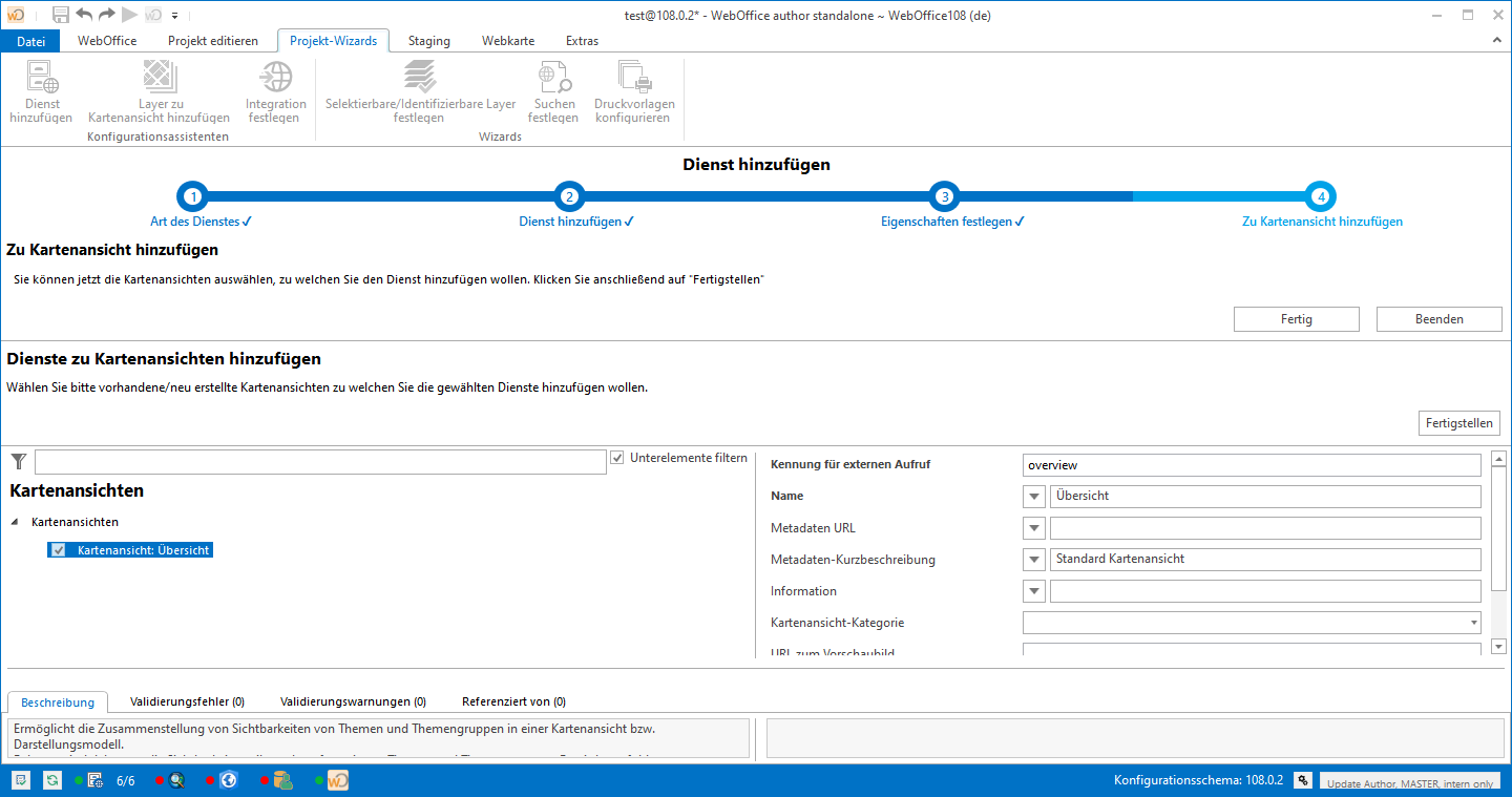 Assistent "Kartendienst hinzufügen" - Zu Kartenansicht hinzufügen