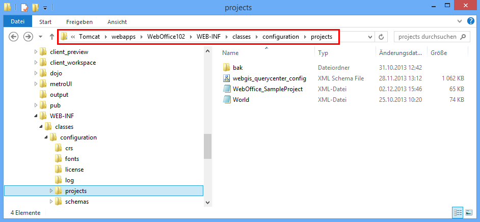 WebOffice 10.9 SP2 Ordner projects