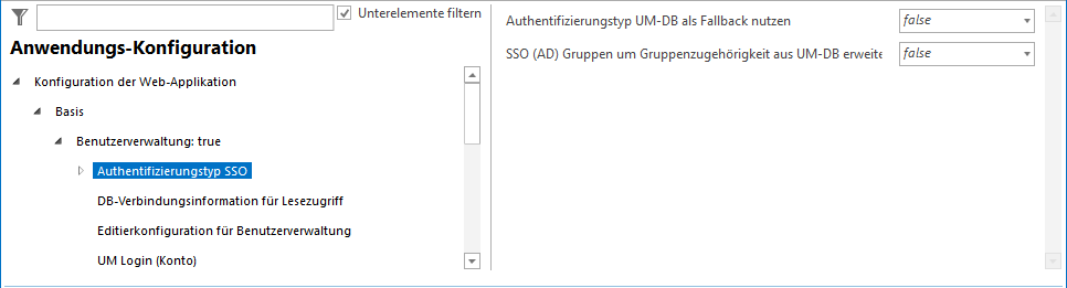 Konfiguration Authentifizierungstyp SSO