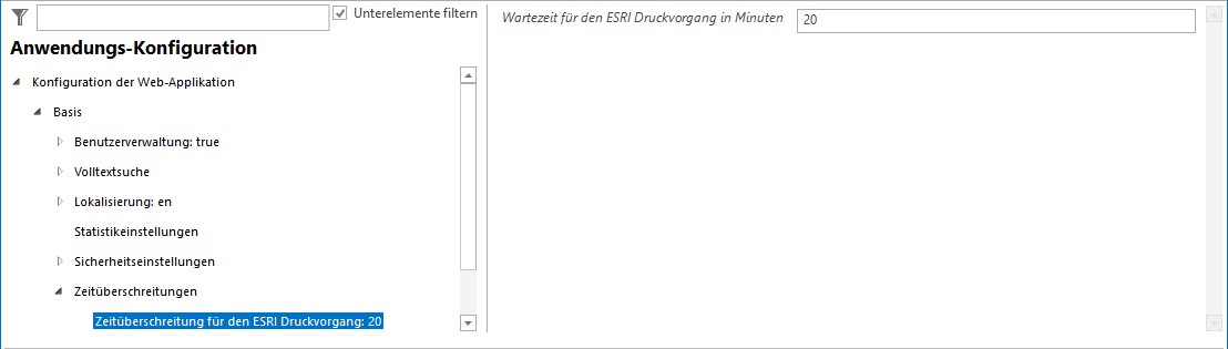Konfiguration - Zeitüberschreitung für ESRI Druckvorgang