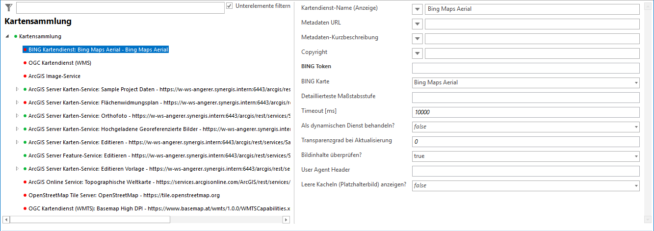 BING Kartendienst Konfiguration