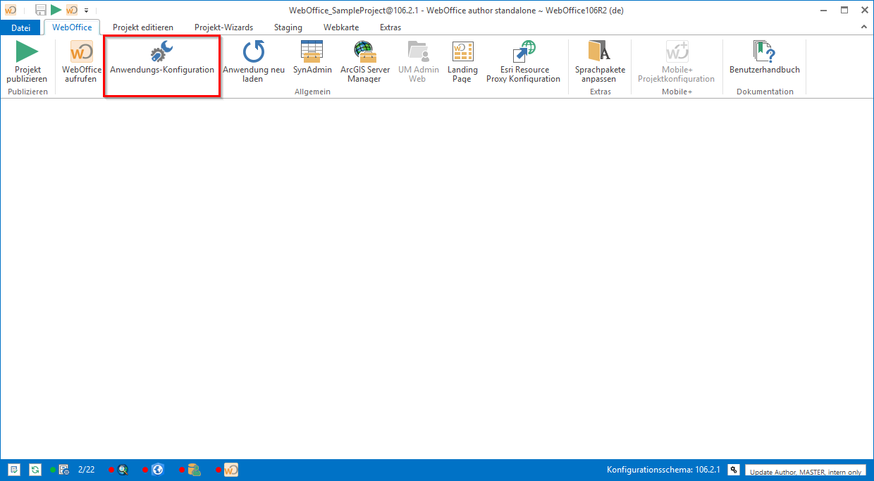 Öffnen der Anwengungs-Konfiguration