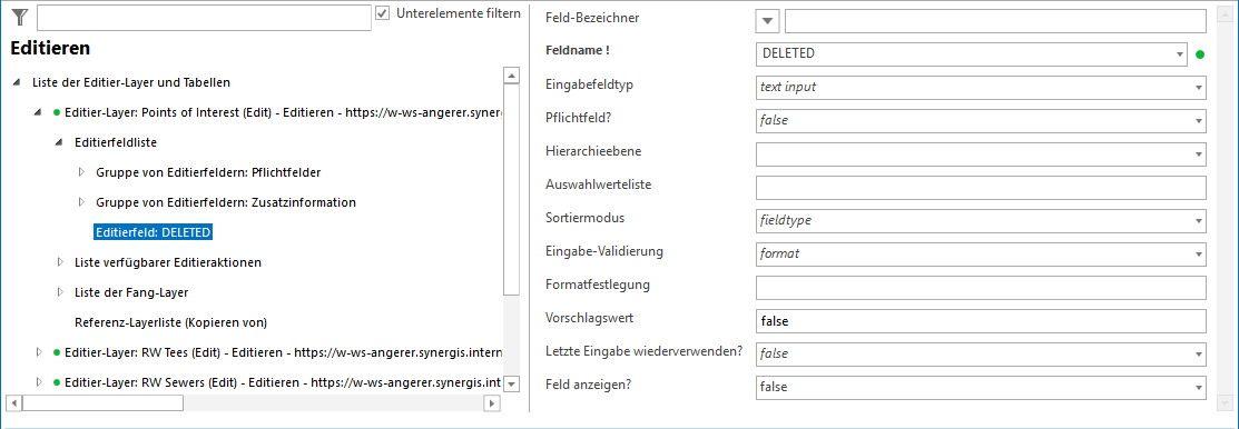 Konfiguration des Editierfelds
