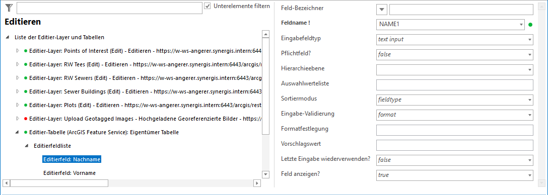 Konfiguration des Editierfelds