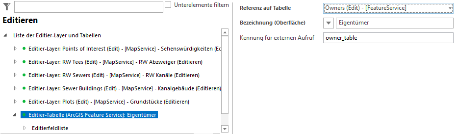 Konfiguration einer Editier-Tabelle
