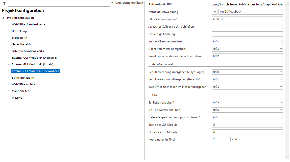Konfiguration Externes GUI Modul