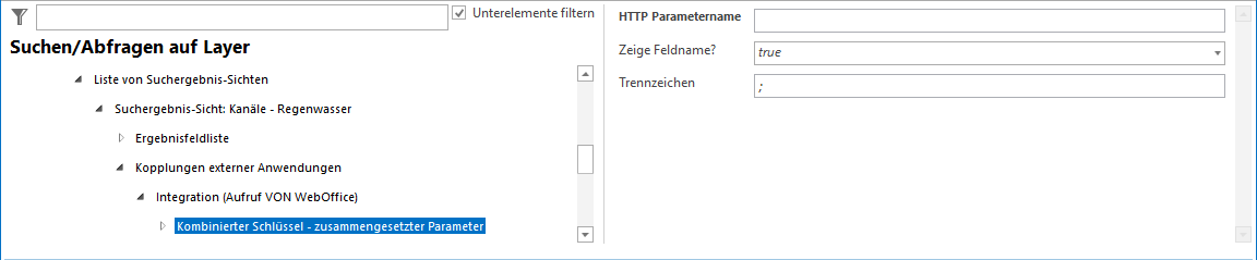 Kombinierte Schlüssel- Zusammengesetzte Parameter Konfiguration