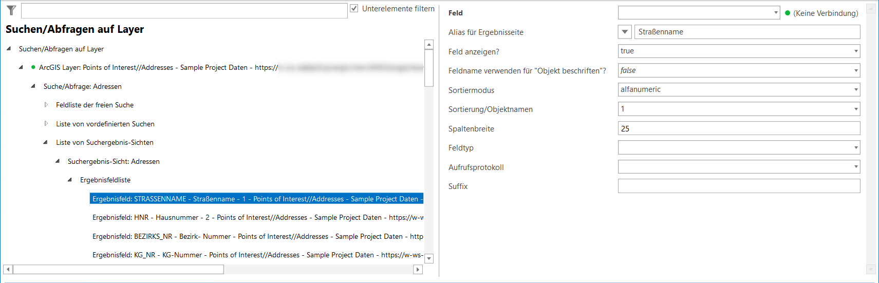 Konfiguration Ergebnisfelder