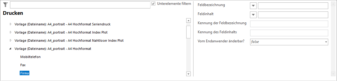 Konfiguration Firma (Benutzereigenschaft)
