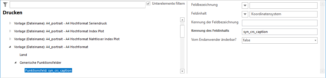 Konfiguration Generische Funktionsfelder