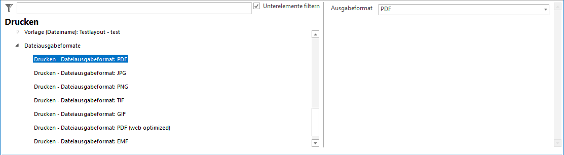 Dateiausgabeformate Konfiguration