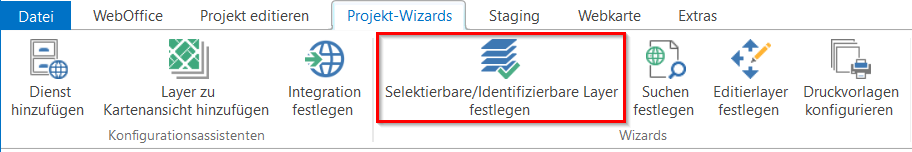 "Selektierbare/Identifizierbare Layer festlegen"-Wizard im Menü des WebOffice author standalone