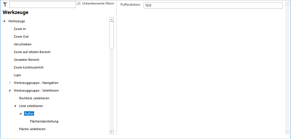 Linienselektion Puffer Konfiguration