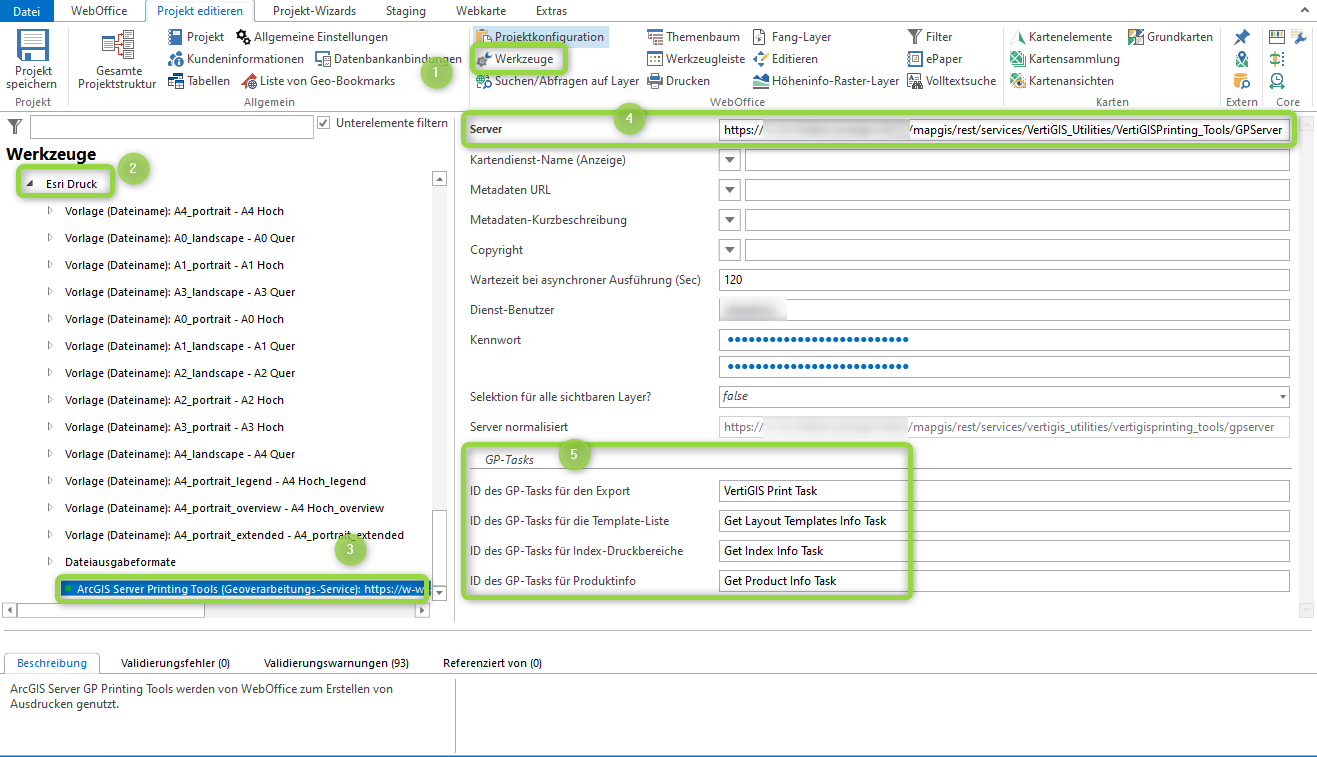 Konfiguration bei Verwendung von VertiGIS Printing Tools