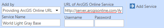 Add an ArcGIS Online service by entering an URL