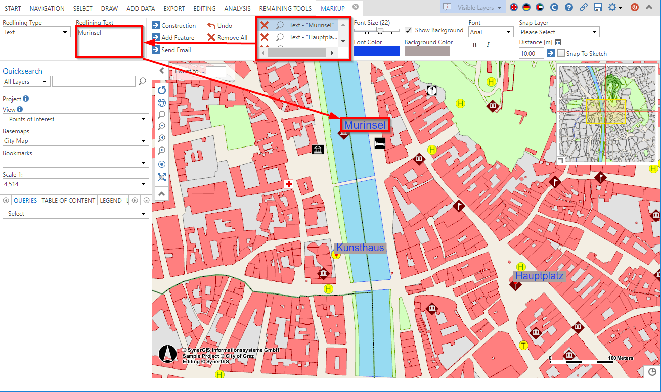 Entering a text in the WebOffice core client