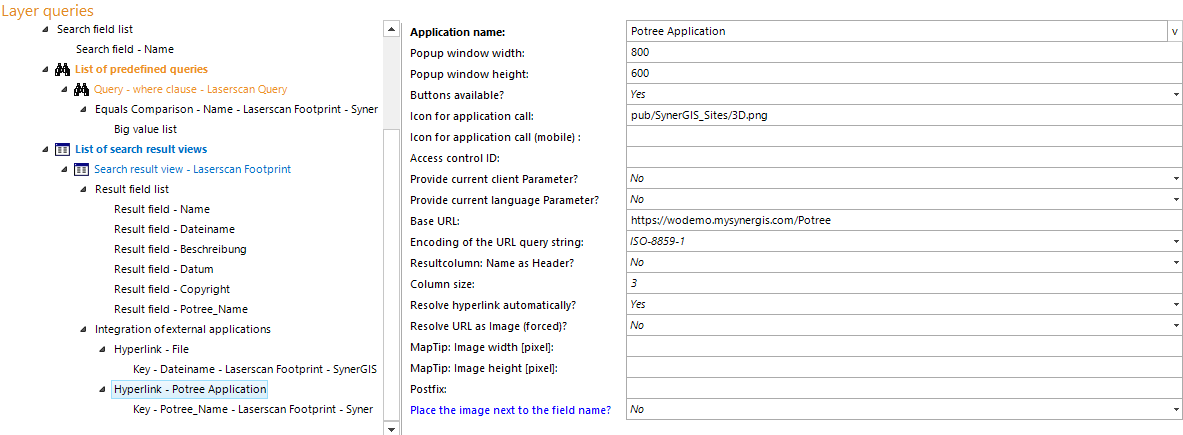 Configuration - Embedding 3D data with Potree application via external call (hyperlink) in WebOffice 10.9 SP2