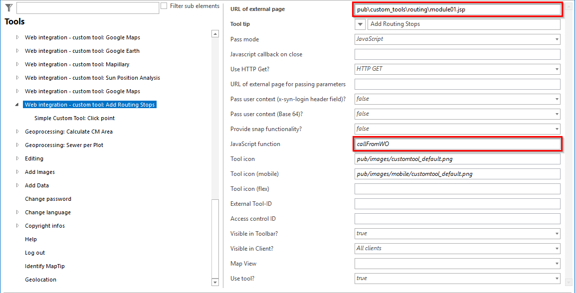 Custom tool for routing stops configuration