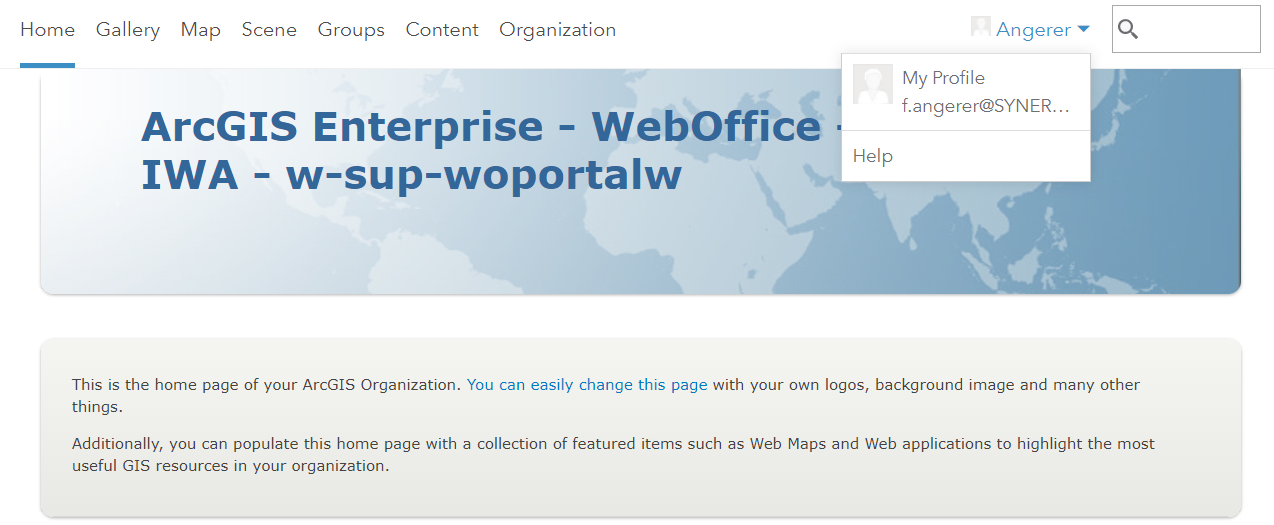 User is activated once and automatically on the portal website (example: SynerGIS Portal)