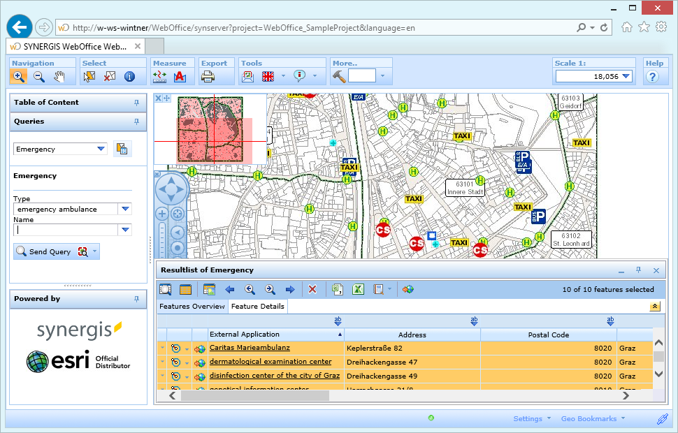Search result in the WebOffice html client