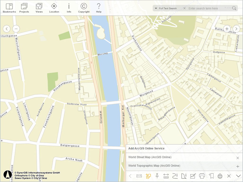 Add ArcGIS online services in the WebOffice mobile client - tablet mode