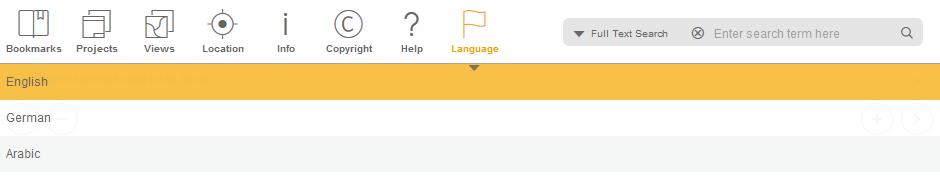 Language button in the WebOffice mobile client