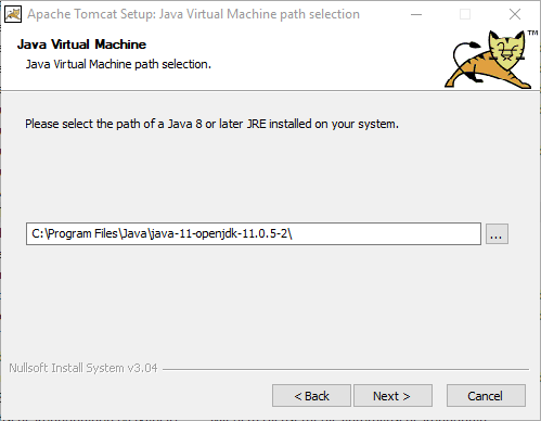 Apache Tomcat - set Java path to installed JDK