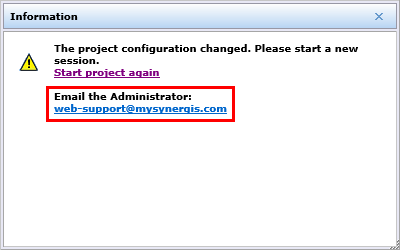 E-Mail of system administrator shown in WebOffice html client