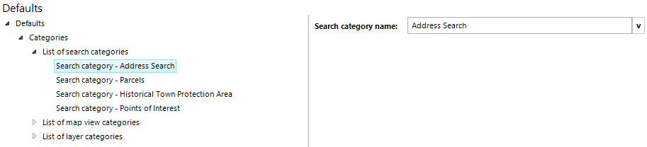 Search category name configuration