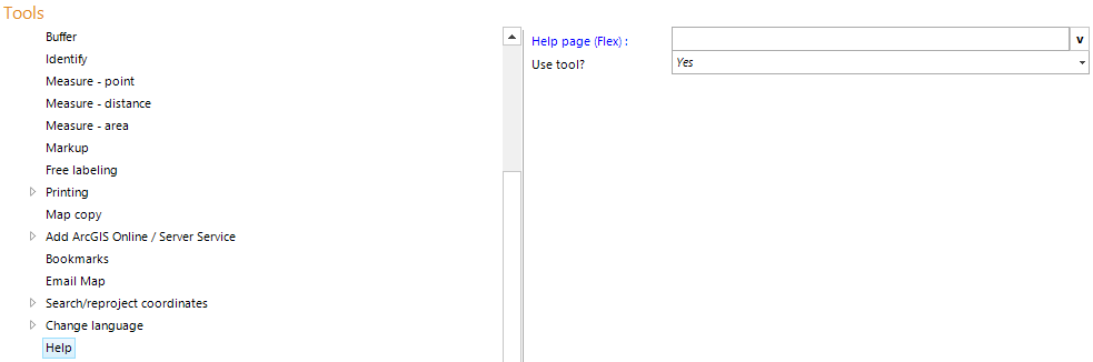 Help tool configuration Help tool configuration