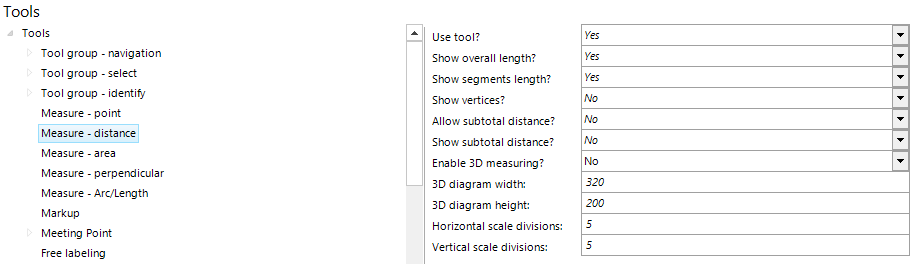 Measure Distance tool configuration